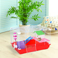 Load image into Gallery viewer, PawHut 18.5" Hamster Cage with Exercise Wheel and Water Bottle, Dish, Rat House and Habitat 2-Story Design, Red
