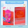 Load image into Gallery viewer, PawHut 18.5" Hamster Cage with Exercise Wheel and Water Bottle, Dish, Rat House and Habitat 2-Story Design, Red
