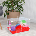 Load image into Gallery viewer, PawHut 18.5" Hamster Cage with Exercise Wheel and Water Bottle, Dish, Rat House and Habitat 2-Story Design, Red
