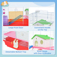 Load image into Gallery viewer, PawHut 18.5" Hamster Cage with Exercise Wheel and Water Bottle, Dish, Rat House and Habitat 2-Story Design, Red
