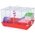 Load image into Gallery viewer, PawHut 18.5" Hamster Cage with Exercise Wheel and Water Bottle, Dish, Rat House and Habitat 2-Story Design, Red
