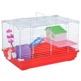 Load image into Gallery viewer, PawHut 18.5" Hamster Cage with Exercise Wheel and Water Bottle, Dish, Rat House and Habitat 2-Story Design, Red

