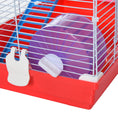 Load image into Gallery viewer, PawHut 18.5" Hamster Cage with Exercise Wheel and Water Bottle, Dish, Rat House and Habitat 2-Story Design, Red
