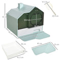 Load image into Gallery viewer, Hooded Cat Litter Tray with Scoop, Cat Litter Box with Drawer Pan, Handle, Deodorants, Hut Design, Front Entrance, 47 x 45 x 42cm - Light Blue
