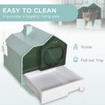 Load image into Gallery viewer, PawHut Hooded Cat Litter Box with Kitty Litter Mat, Kitty Litter Pan with Odor Control, Easy-Clean Pull-Out Drawer, Handle, Scoop, Light Blue
