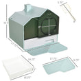 Load image into Gallery viewer, PawHut Hooded Cat Litter Box with Kitty Litter Mat, Kitty Litter Pan with Odor Control, Easy-Clean Pull-Out Drawer, Handle, Scoop, Light Blue
