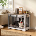 Load image into Gallery viewer, Dog Crate Furniture, 80 cm Double Door Wooden Dog Crate with Sliding Barn Door, Indoor Kennel End Table for Medium Breeds, Anti-Chew Steel Puppy Cage, White
