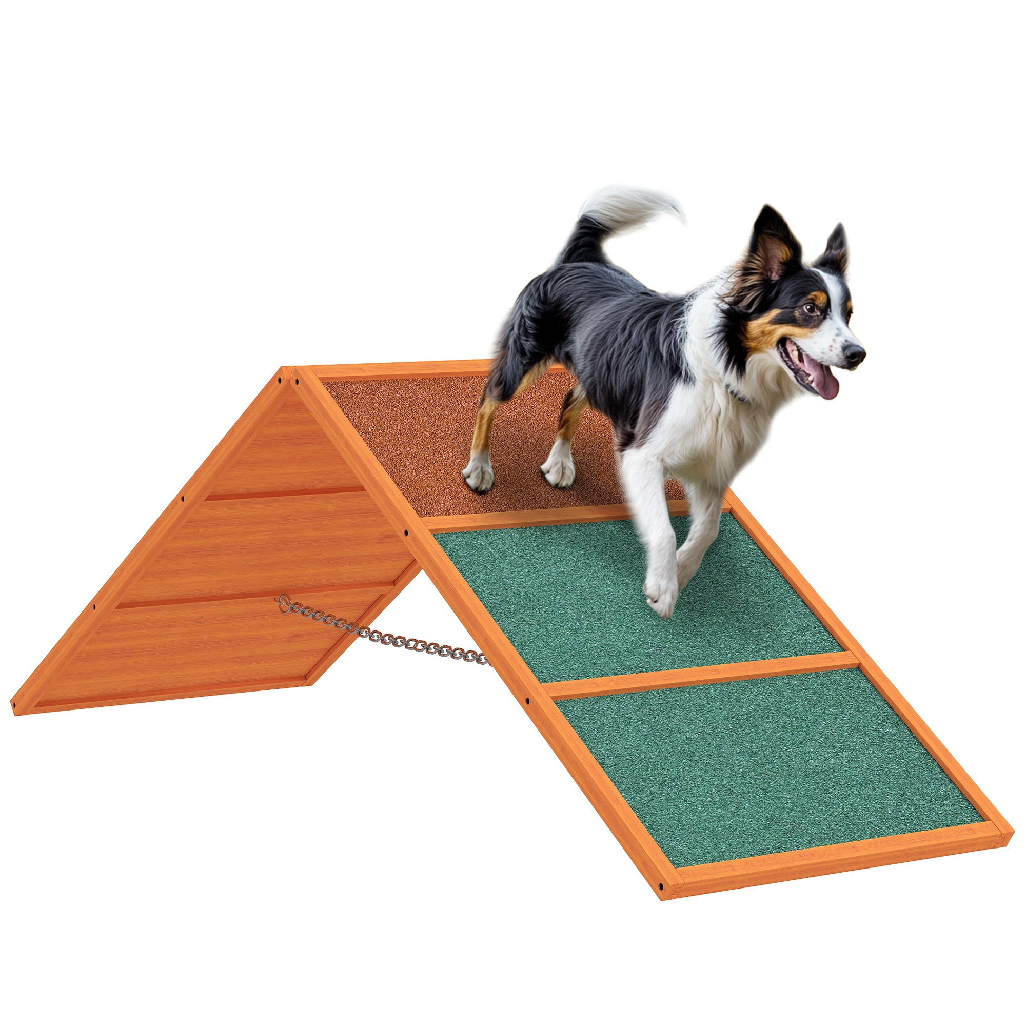Dog Exercise Ramp PawHut Pupstacle A-Frame Dog Agility Ramp with Non-Slip Surface Orange