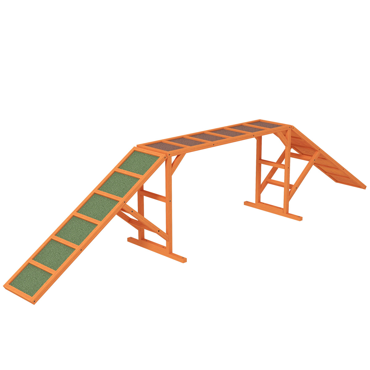 Dog Agility Ramp, Dog Walk Balance Trainer Equipment w/ Safety Bar, Non-slip Surface, Pet Training Ramp for Walk and Pause Practice, Pet Obstacle Course, Backyard Park Use, Orange