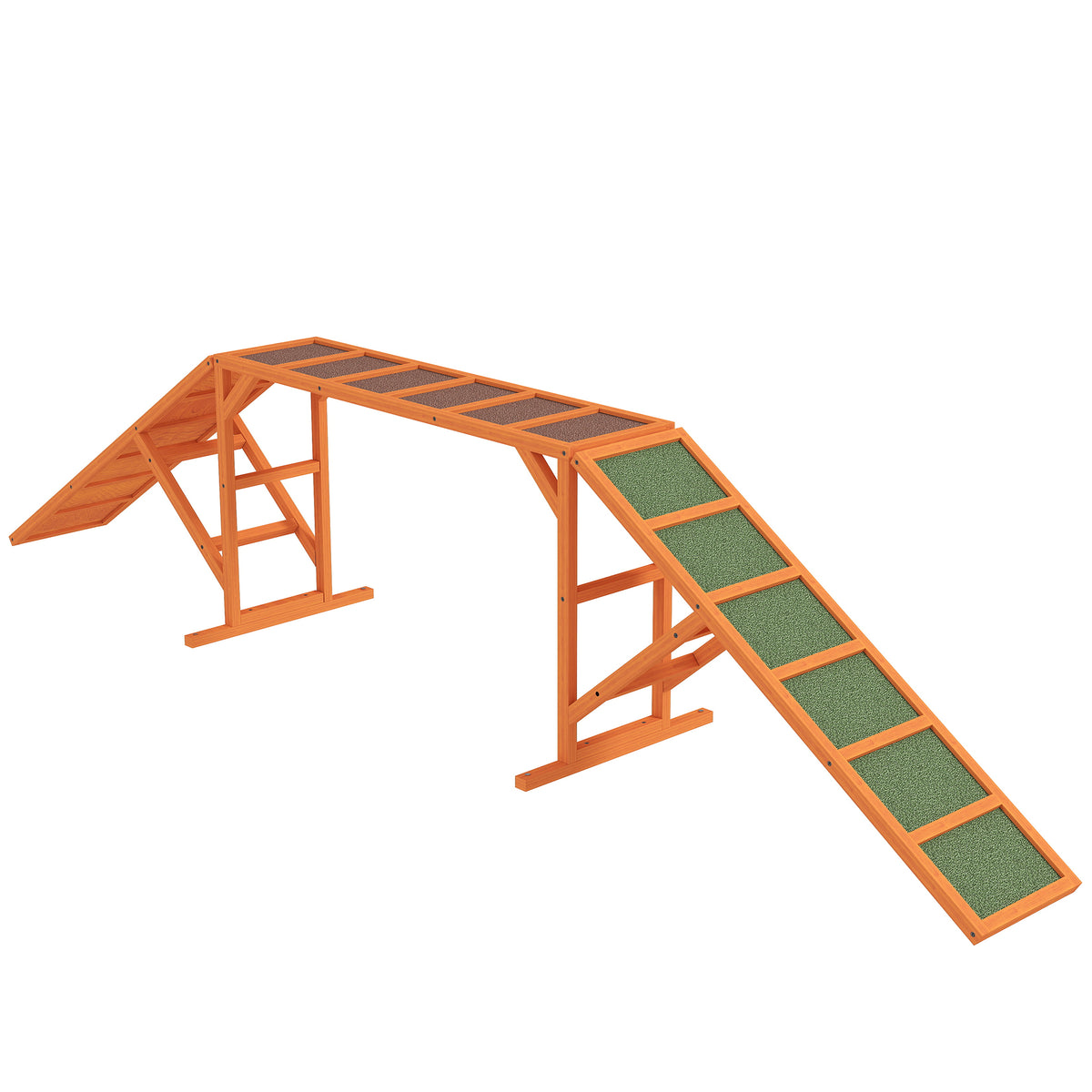Dog Agility Ramp, Dog Walk Balance Trainer Equipment w/ Safety Bar, Non-slip Surface, Pet Training Ramp for Walk and Pause Practice, Pet Obstacle Course, Backyard Park Use, Orange