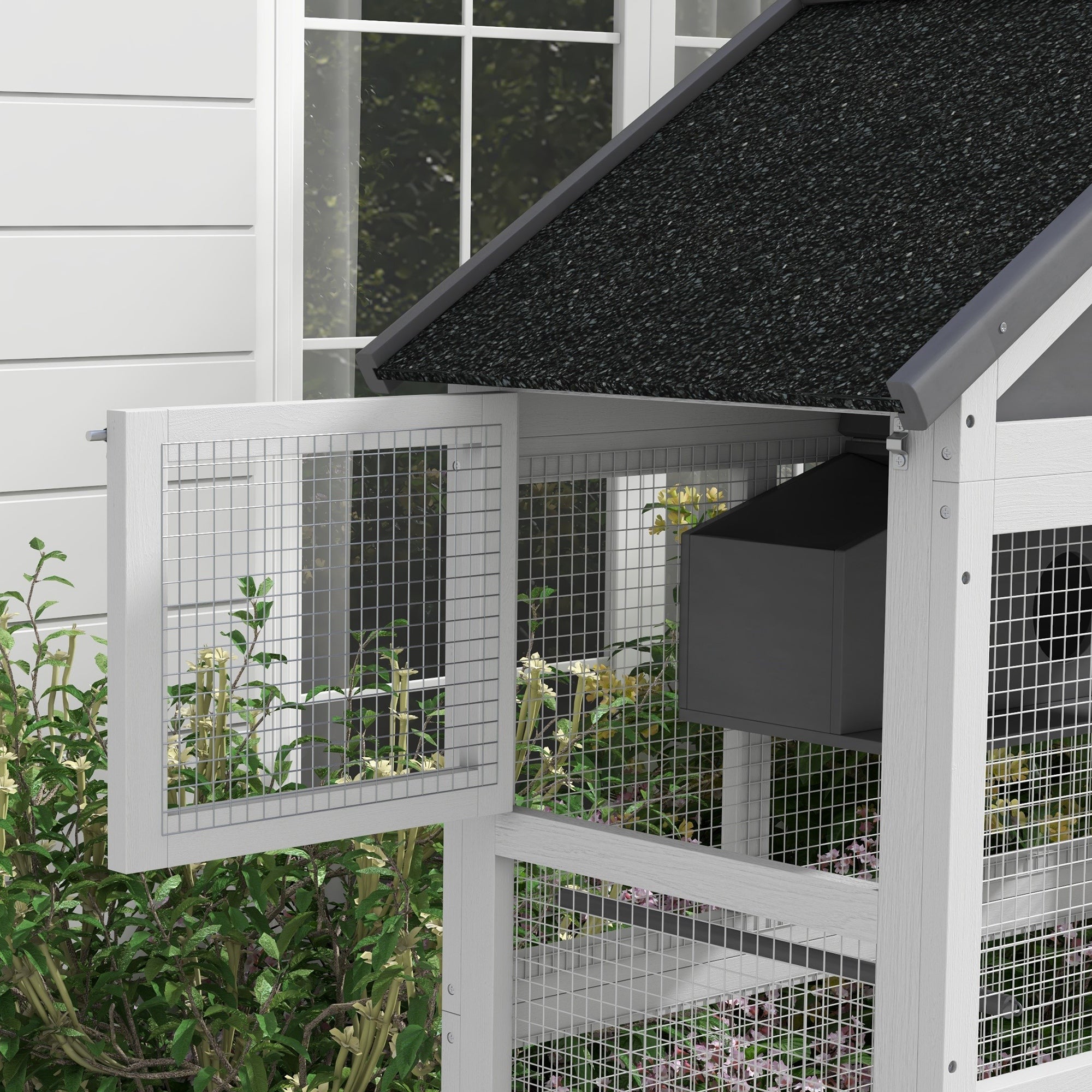 Wooden Bird Cage Budgie cage, Bird Aviary Outdoor Birdhouse for Finches, Parakeets - Grey