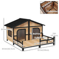 Load image into Gallery viewer, Dog House Outdoor, Extra Large Luxury Elevated Pet Bed for 2 Small Medium Dogs, Waterproof Dog Shelter with Porch Deck, 59" x 64" x 39", Natural Wood
