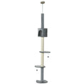 Load image into Gallery viewer, 4-Tier Floor to Ceiling Cat Tree, Tall Cat Tower with Scratching Post, Plush Padding, Toy Ball, Cat Condo for Indoor Cats, Light Grey
