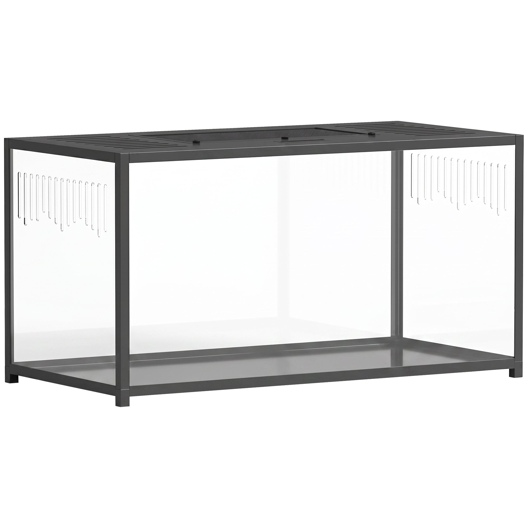 Large Hamster Cage, Chewproof Metal Rat Cage with Deep Base, Openable Top & Excellent Ventilation, Transparent Small Animal Habitat for Syrian Dwarf Hamster, Gerbil, 100 x 50 x 52.5 cm, Black