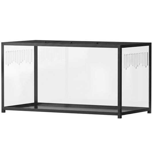 Large Hamster Cage, Chewproof Metal Rat Cage with Deep Base, Openable Top & Excellent Ventilation, Transparent Small Animal Habitat for Syrian Dwarf Hamster, Gerbil, 100 x 50 x 52.5 cm, Black