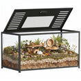 Load image into Gallery viewer, Large Hamster Cage, Chewproof Metal Rat Cage with Deep Base, Openable Top & Excellent Ventilation, Transparent Small Animal Habitat for Syrian Dwarf Hamster, Gerbil, 100 x 50 x 52.5 cm, Black
