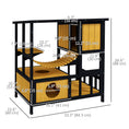 Load image into Gallery viewer, Outdoor Cat House Feral Cat Shelter Wooden Cat House with Suspension Bridge, Condos, Escape Doors, Jumping Platform, Water-Resistant Roof, for 1-2 Cats - Yellow
