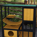 Load image into Gallery viewer, Outdoor Cat House Feral Cat Shelter Wooden Cat House with Suspension Bridge, Condos, Escape Doors, Jumping Platform, Water-Resistant Roof, for 1-2 Cats - Yellow
