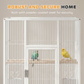 Load image into Gallery viewer, Detachable Bird Cage on Wheels, for Finches, Parakeets, Budgies, Budgie Cage, Parrot Aviary with Accessories, Storage Shelf - White
