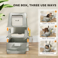 Charger l'image dans la visionneuse de la galerie, 80L Stainless Steel Cat Litter Box with Lid, XL Metal Litter Box for Big Cats with 180° Flip Cover, Pull-Out Drawer Tray, High Sided, Pedal, Metal Scoop, Light Grey
