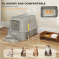 Charger l'image dans la visionneuse de la galerie, 80L Stainless Steel Cat Litter Box with Lid, XL Metal Litter Box for Big Cats with 180° Flip Cover, Pull-Out Drawer Tray, High Sided, Pedal, Metal Scoop, Light Grey
