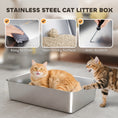 Charger l'image dans la visionneuse de la galerie, 80L Stainless Steel Cat Litter Box with Lid, XL Metal Litter Box for Big Cats with 180° Flip Cover, Pull-Out Drawer Tray, High Sided, Pedal, Metal Scoop, Light Grey
