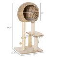 Load image into Gallery viewer, Cat Tree with Sisal Scratching Post Condo and Hanging Rope 39" H, Beige
