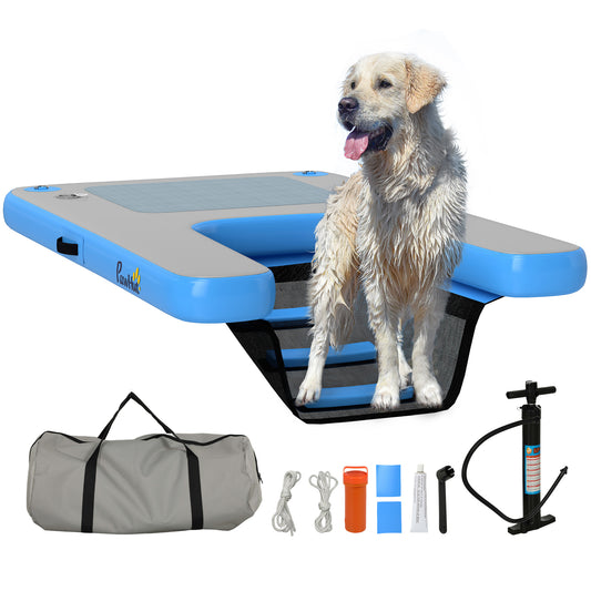 Dog Water Ramp Floating Water Ladder Step for Swimming Pets Up to 286 lbs, Non-Slip Dog Boat Ramp for Pool, Lake, Boat, Dock