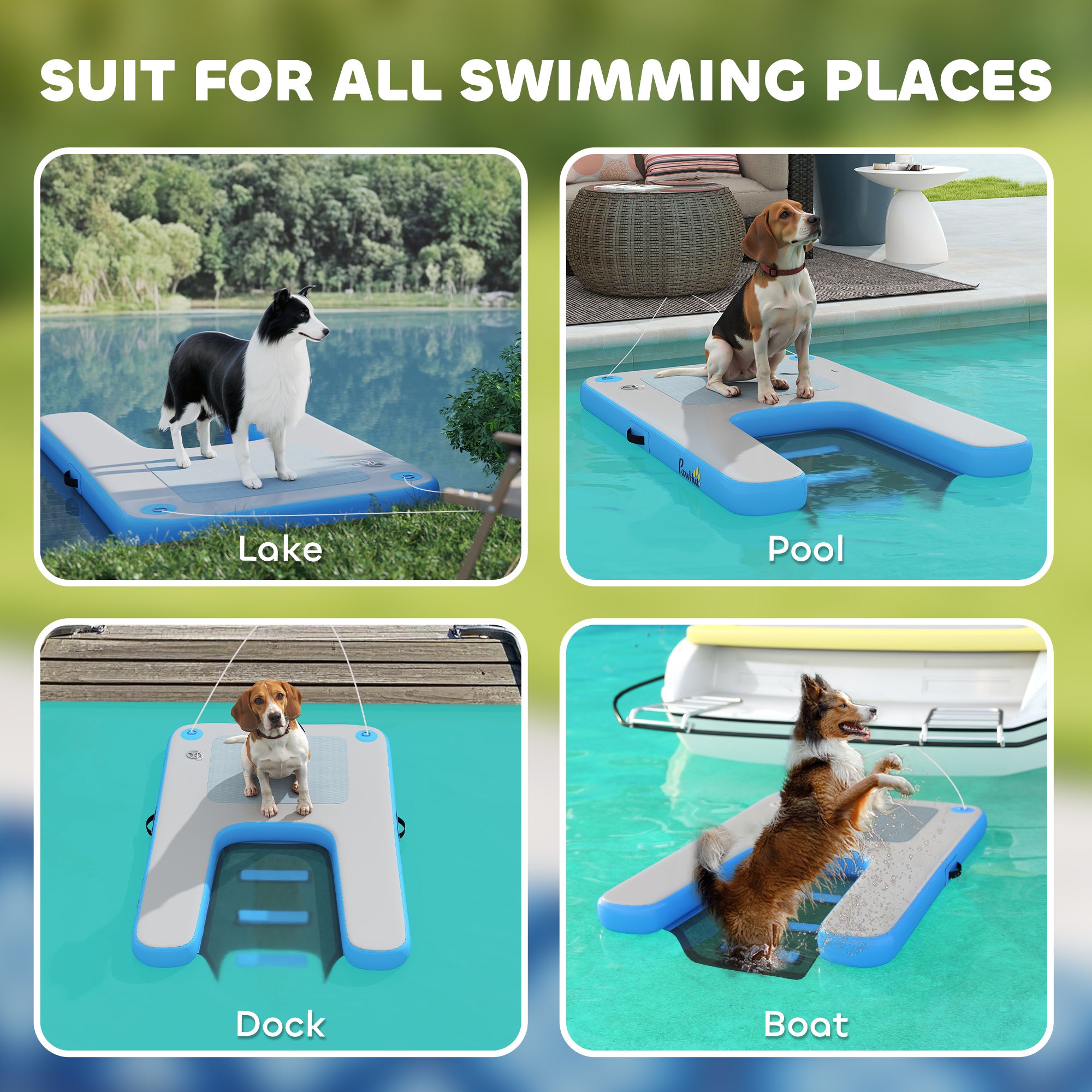 Dog Water Ramp Floating Water Ladder Step for Swimming Pets Up to 286 lbs, Non-Slip Dog Boat Ramp for Pool, Lake, Boat, Dock