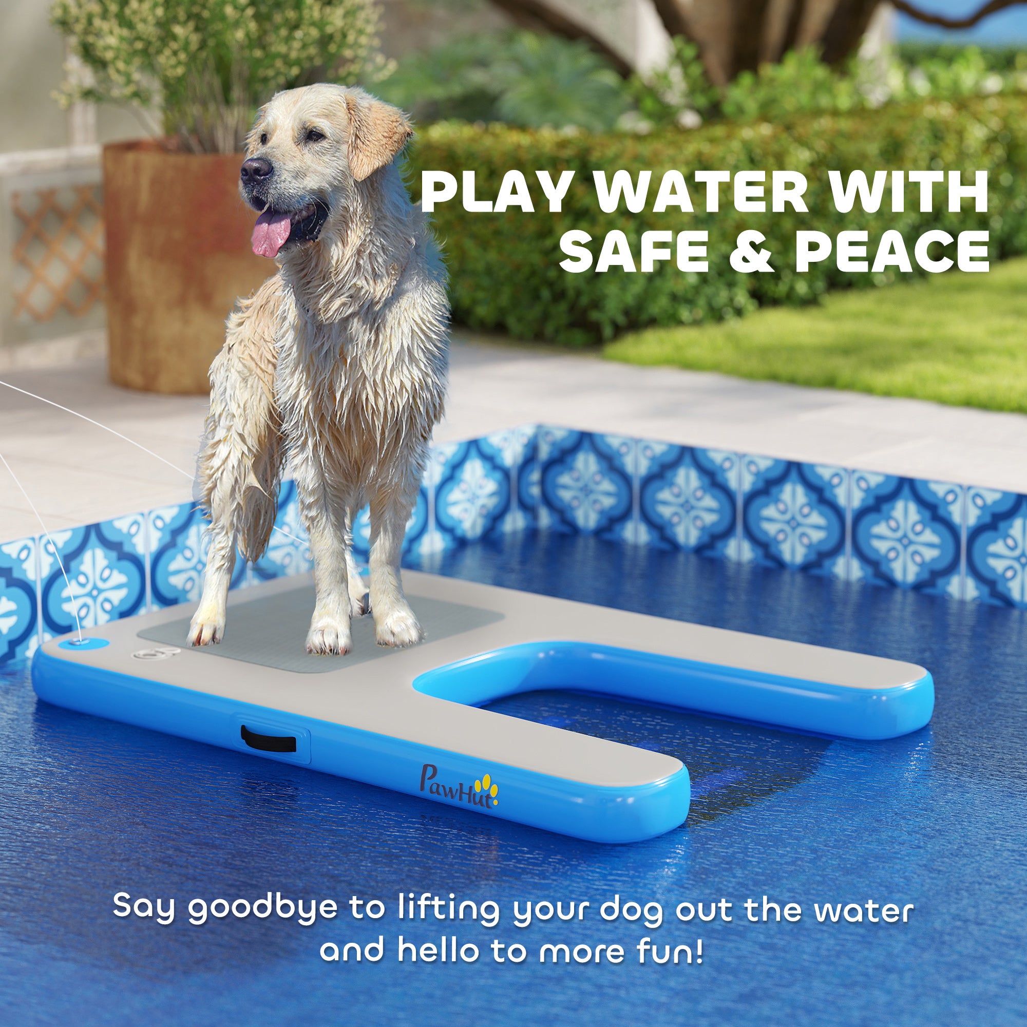 Dog Water Ramp Floating Water Ladder Step for Swimming Pets Up to 286 lbs, Non-Slip Dog Boat Ramp for Pool, Lake, Boat, Dock