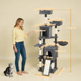 Charger l'image dans la visionneuse de la galerie, Cat Tree, 70" Multi-Level Cat Tower for Indoor with 2 Condos, 2 Plush Top Perches, Hammock, Platforms, Toy Balls, Sisal Scratching Posts and Board, Dark Grey
