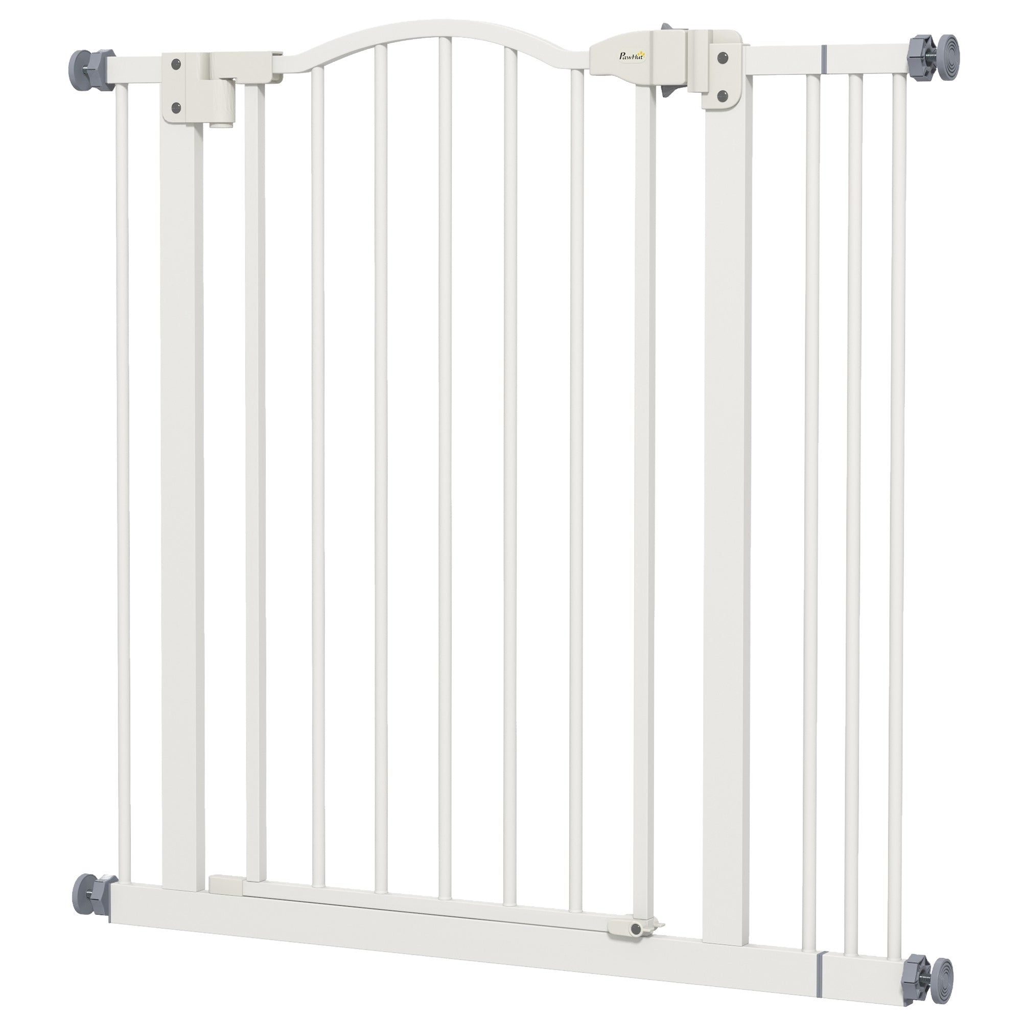 Pressure Fit Dog Stair Gate No Drilling Safety Gate Auto Close for Doorways, Hallways, 74-87cm Adjustable, 78cm Tall, White