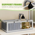 Load image into Gallery viewer, Tortoise House with Lamp Holder, Wooden Tortoise Enclosure with Clear Observation Windows, Openable Tops, Built-in Tray, Two-Room Tortoise Table for Indoor Use, Light Grey
