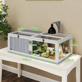 Load image into Gallery viewer, Tortoise House with Lamp Holder, Wooden Tortoise Enclosure with Clear Observation Windows, Openable Tops, Built-in Tray, Two-Room Tortoise Table for Indoor Use, Light Grey
