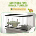 Load image into Gallery viewer, Turtle Tank, 28L Glass Turtle Aquarium with Basking Platform, Ramp, Easy Drainage, Strip Patch Thermometer, for Small Turtles, 45 x 25 x 29cm
