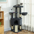 Charger l'image dans la visionneuse de la galerie, Cat Tree, 47 Inch Cat Tower with Large Cozy Condo, Hammock, Bed, Ladder, Toy Balls, Sisal Scratching Posts, for Indoor Kittens, Dark Grey

