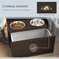 Load image into Gallery viewer, Elevated Dog Bowls for Large Dogs, Raised Pet Feeding Station with 2 Stainless Steel Bowls, Hidden Storage Drawer, Wood Stand for Cats, Coffee

