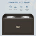 Load image into Gallery viewer, Elevated Dog Bowls for Large Dogs, Raised Pet Feeding Station with 2 Stainless Steel Bowls, Hidden Storage Drawer, Wood Stand for Cats, Coffee
