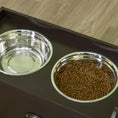 Load image into Gallery viewer, Elevated Dog Bowls for Large Dogs, Raised Pet Feeding Station with 2 Stainless Steel Bowls, Hidden Storage Drawer, Wood Stand for Cats, Coffee
