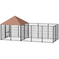 Load image into Gallery viewer, Outdoor Dog Kennel, Dog Run Outdoor with Rotating and Adjustable Height Bowls, Waterproof UV-Resistant Cover, Secure Lock, 11.3' x 4.7' x 5.1'
