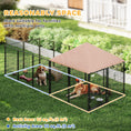 Load image into Gallery viewer, Outdoor Dog Kennel, Dog Run Outdoor with Rotating and Adjustable Height Bowls, Waterproof UV-Resistant Cover, Secure Lock, 11.3' x 4.7' x 5.1'
