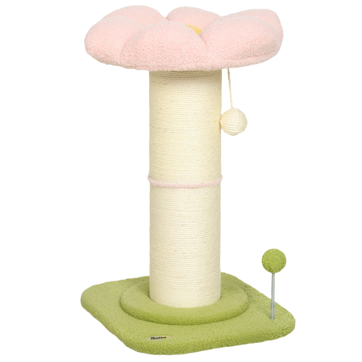 Cat Tree, Flower Cat Scratching Post with Thick Sisal Post, Dangling & Spring Balls, Bed, Kitty Activity Centre for Indoor Kittens, Stable Structure, Easy to Assemble, Pink
