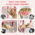 Charger l'image dans la visionneuse de la galerie, Cat Tower for Large Cats Adult, Floor to Ceiling Cat Tree Adjustable Height 94"-102" Multi-Level with Scratching Posts, Cozy Hammock, Pompoms, Pink
