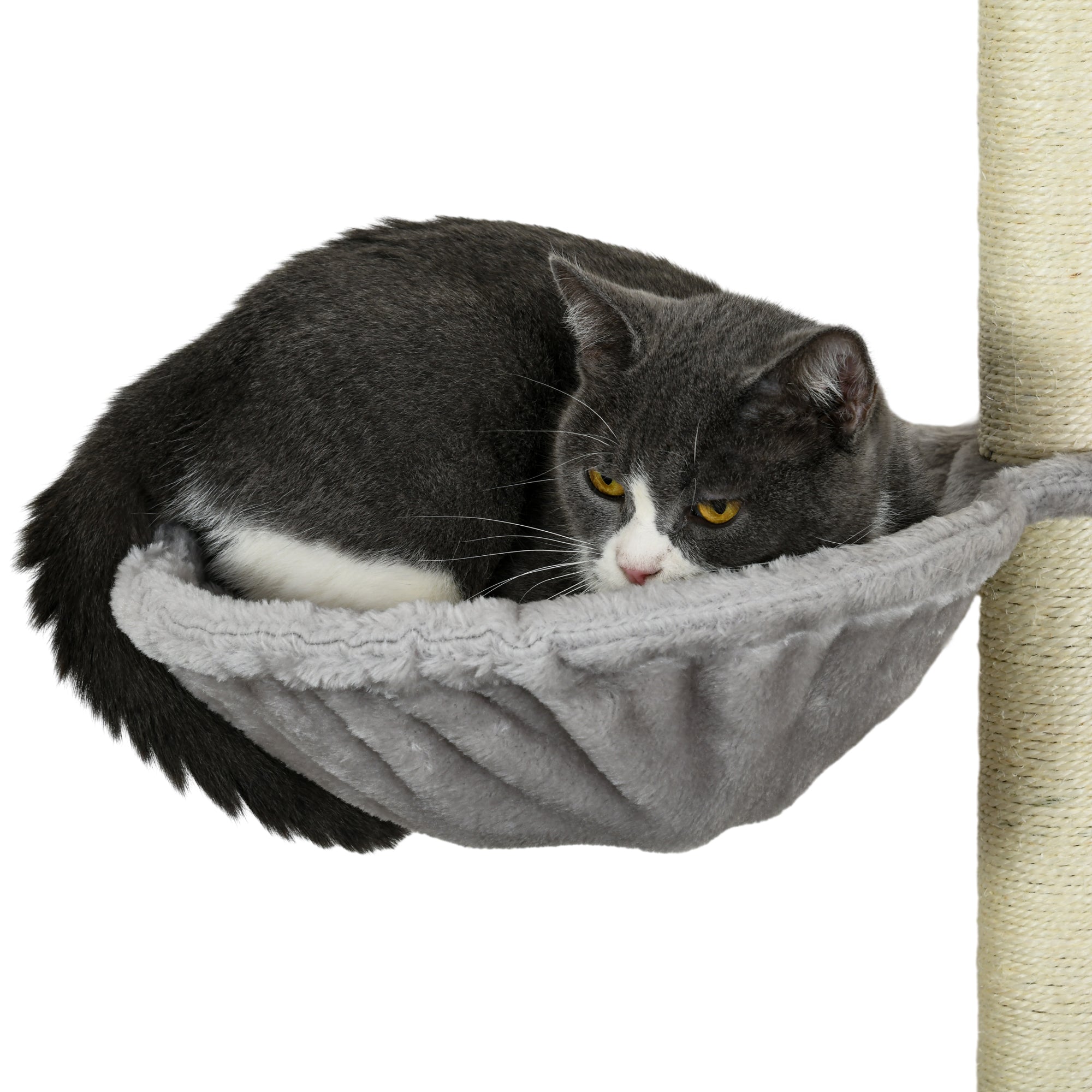 Cat Wall Shelves, 5PCs Cat Shelves with Scratching Post, Perches, Bridge, Steps, Condo, Hammock, Wall Mounted Cat Climber, Light Grey