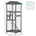 Load image into Gallery viewer, 65" Wooden Bird Cage Outdoor Aviary House for Parrot, Parakeet, with Pull Out Tray and 2 Doors, Grey
