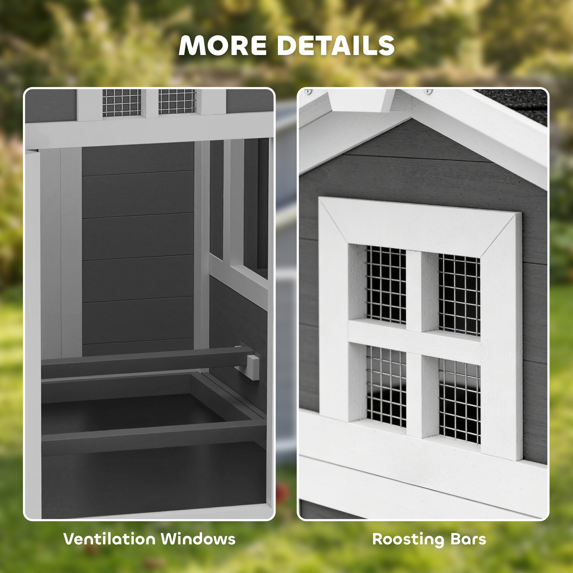 Chicken Coop for 2 Chickens, Wooden Hen House with Nesting Box, Pull-Out Tray, Ventilation Windows, Poultry Hutch Rabbit Cage with Waterproof Roof, Roosting Bars and Ramp
