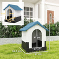 Load image into Gallery viewer, Dog Kennel for Outside, Plastic Dog House, Water-Resistant Pet Shelter with Windows, for Garden Patio, Miniature Dogs, 64.5 x 57 x 66cm - Blue
