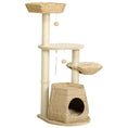Load image into Gallery viewer, Cat Tree Tower for Indoor Cats, Climbing Activity Centre, Kitten Furniture with Cattail Fluff Bed House, Sisal Scratching Post, Hanging Ball, 50 x 50 x 119cm, Natural Tone
