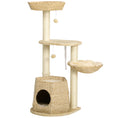 Load image into Gallery viewer, Cat Tree Tower for Indoor Cats, Climbing Activity Centre, Kitten Furniture with Cattail Fluff Bed House, Sisal Scratching Post, Hanging Ball, 50 x 50 x 119cm, Natural Tone
