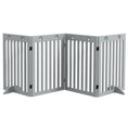 Load image into Gallery viewer, Freestanding Pet Gate 4 Panel Dog Barrier Folding Safety Fence with Support Feet up to 80.25" Long 29.5" Tall for Doorway Stairs Black Light Grey
